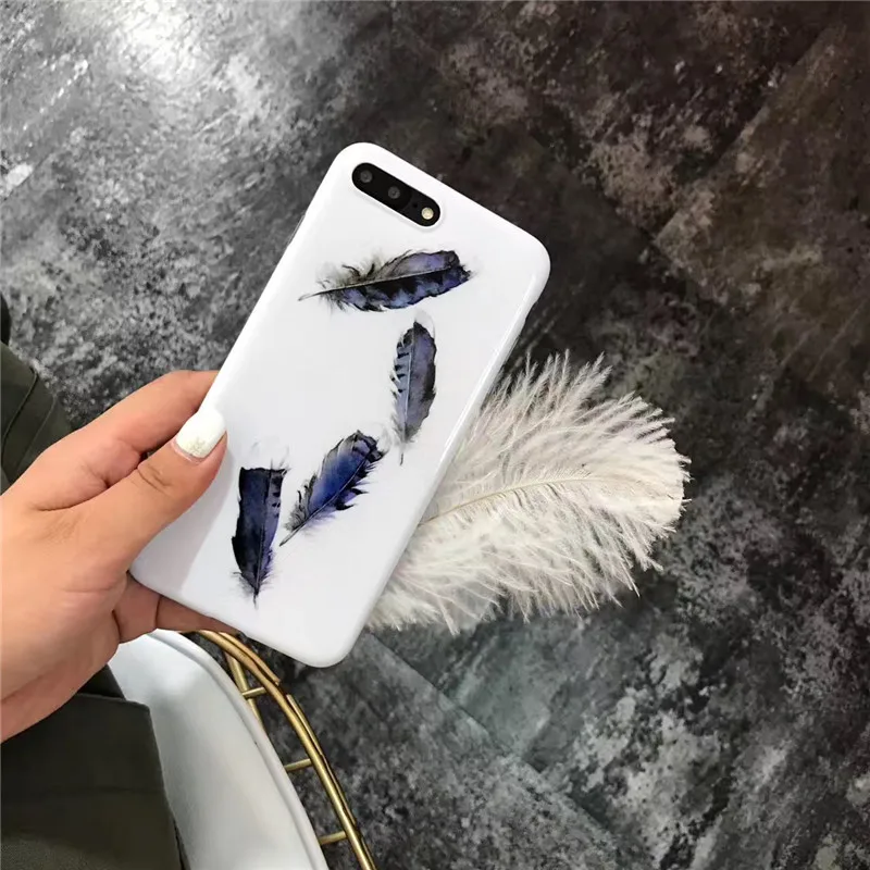 Красивые растения синий лист чехол для iPhone 6 S Новый Дизайн Gloss Перо программный
