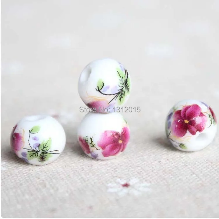 

New Hot Items Chinoiserie Porcelain Ceramic round Beads on sale,Flower pattern Spacer beads 10/12mm 20pcs YS0001