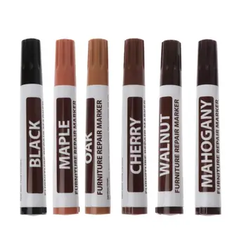 6 Color Furniture Repair Wood Cabinet Floor Touch Up Markers Scratch Filler Remover