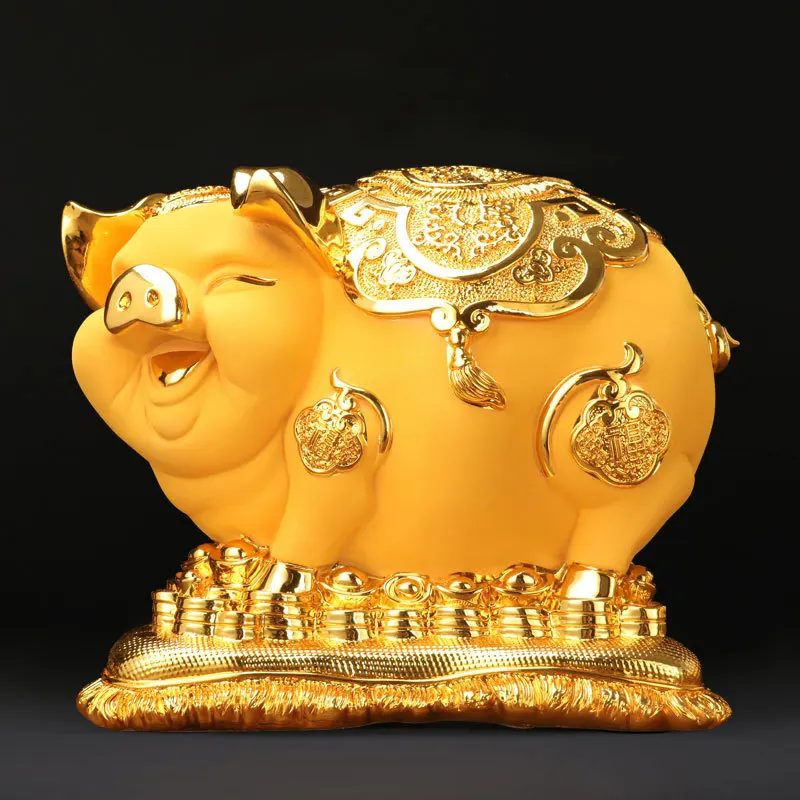 

Golden pig Money Boxes Extra large Resin Home decoration Coin box High-end Business gifts Money bank Cash box Chrismas gift
