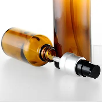 

10pcs/Lot 5ml 10ml 15ml 20ml 30 50ml 100ml Amber Glass Bottles Of High-grade Latex Emulsion Bottle With Anodized Aluminum Pump