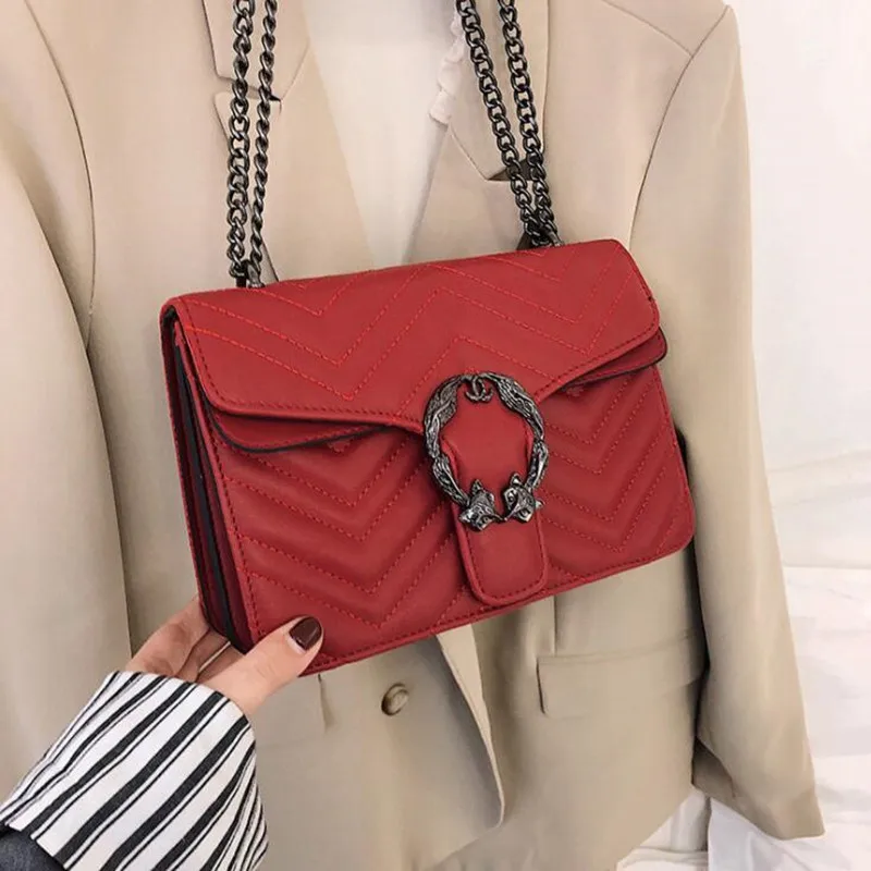

Luxury Thread Designer Metal Buckle Chain 2019 Flap Sac Main Femme Mujer Women Crossbody Bags Female Shoulderbag #1159