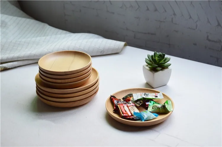 Японская деревянная тарелка круглой формы, товары для дома, кухонный инструмент, деревянная посуда, столовые приборы, круглые тарелки, Свадебный поднос