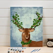 Краски по номерам одна штука Европа животное олень DIY ручной рисунок холст картины маслом Искусство цифровой модуль картина Живое украшение