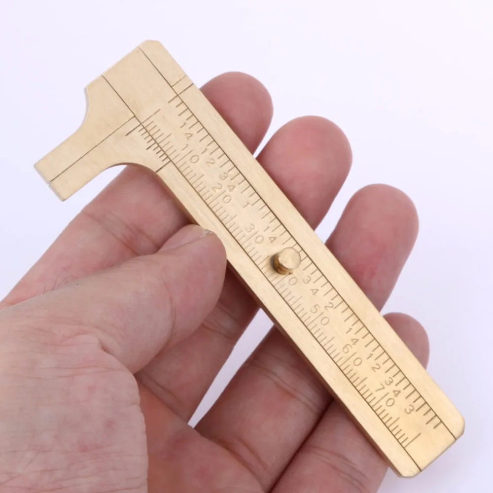 Mini 80mm Solid Brass Sliding Gauge Vernier Caliper Ruler Pocket Measuring Tools 