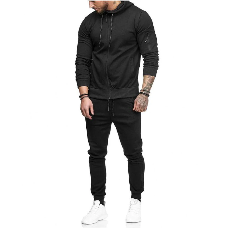 Men Set Running Gym Sportswear Tracksuit (11)
