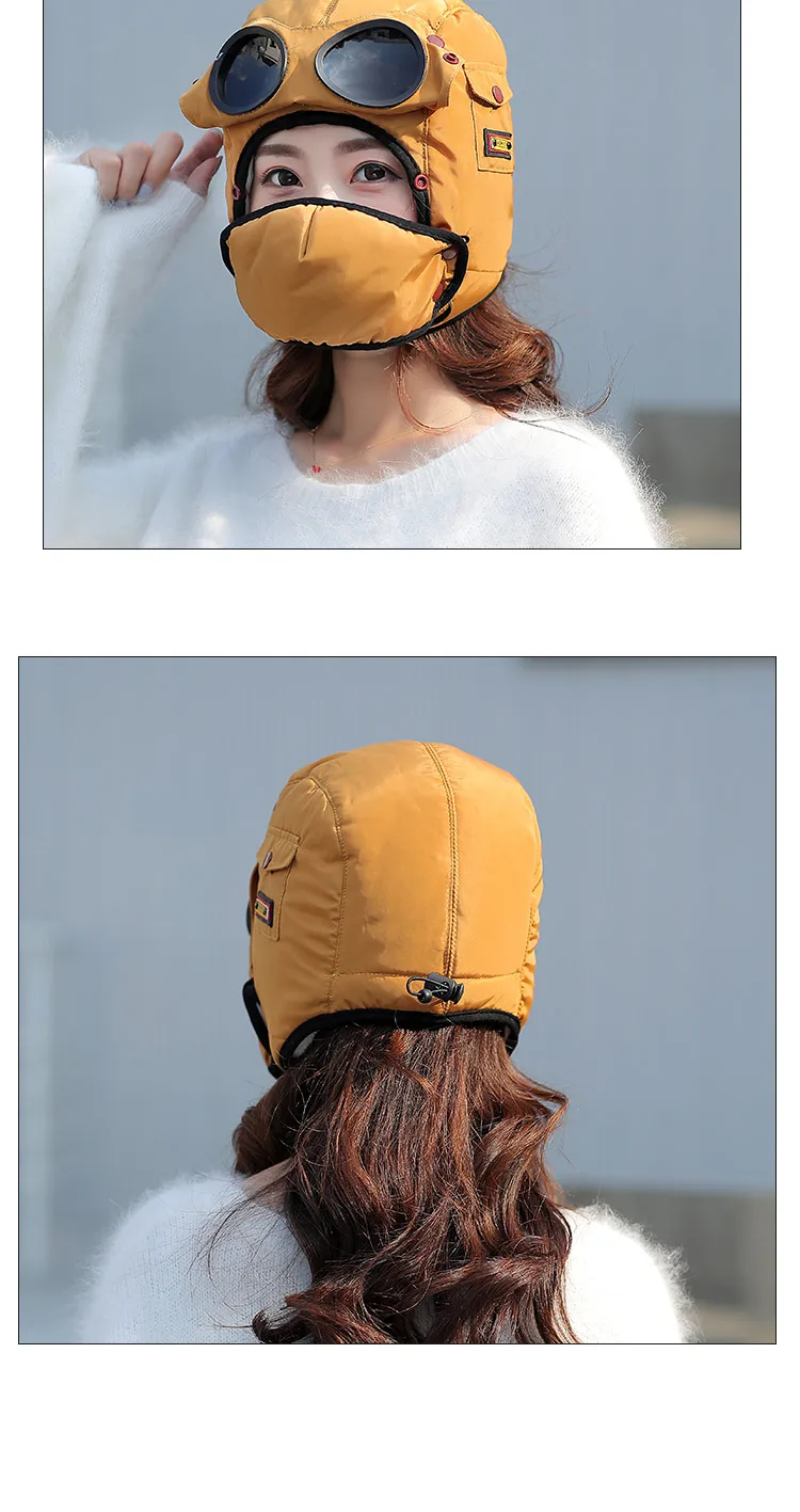 Doitbest/детская шапка; зимняя меховая шапка-бомбер для мальчиков; ветрозащитная плотная теплая шапка для девочек; маска для лица; очки; шапка-ушанка