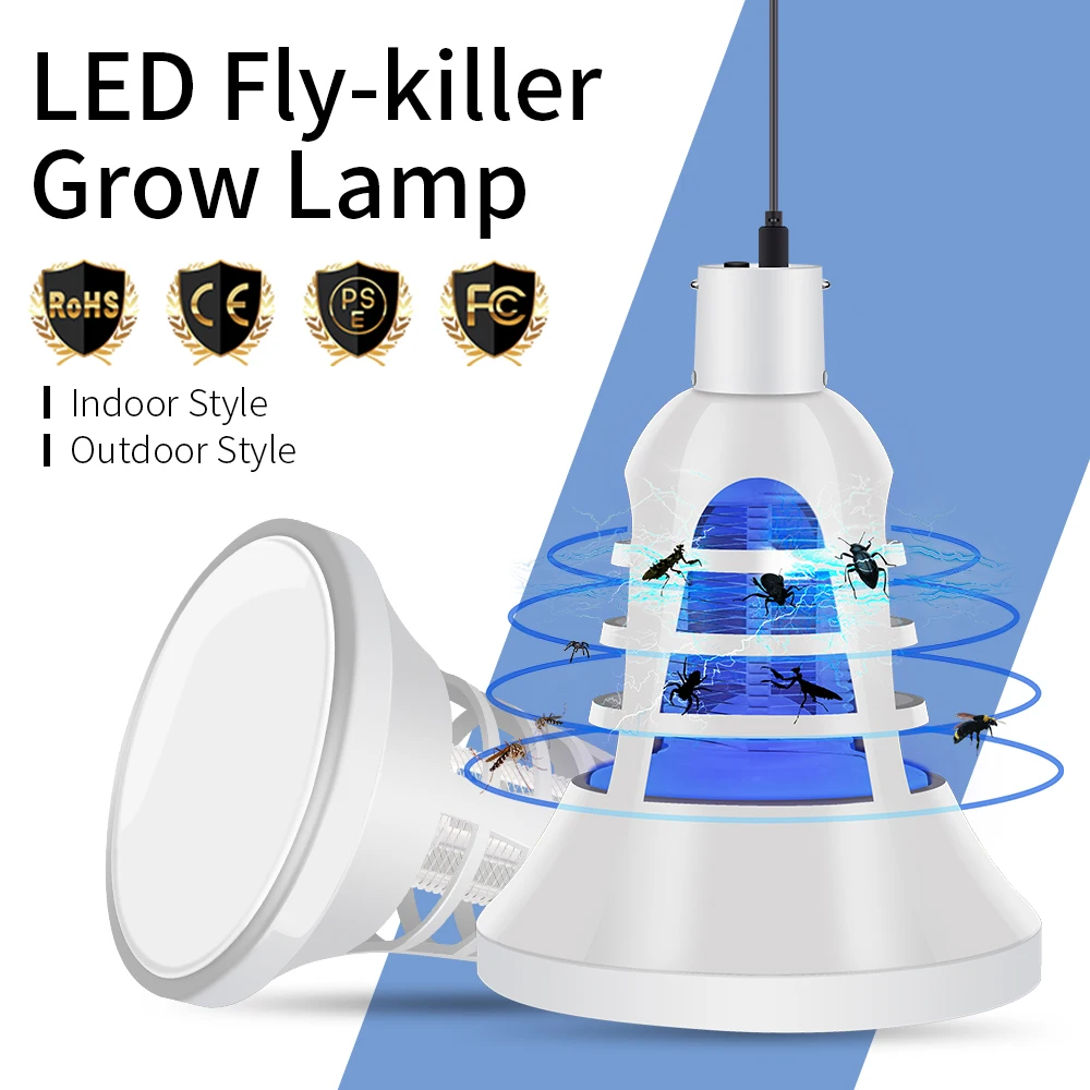 

USB 5V Mosquito Killer Plant Grow LED Bulb 220V E27 Fly Zapper Insect Killer Mosquito Light 110V Full Spectrum LED Grow Lamp 8W