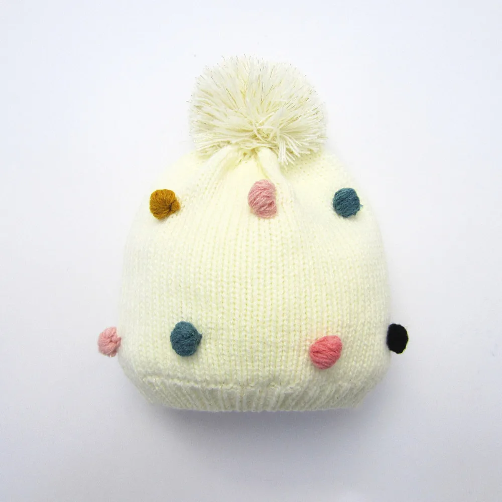 Baby Girls Pom Poms Hat Children Winter Hat For Girls Knitted Beanies