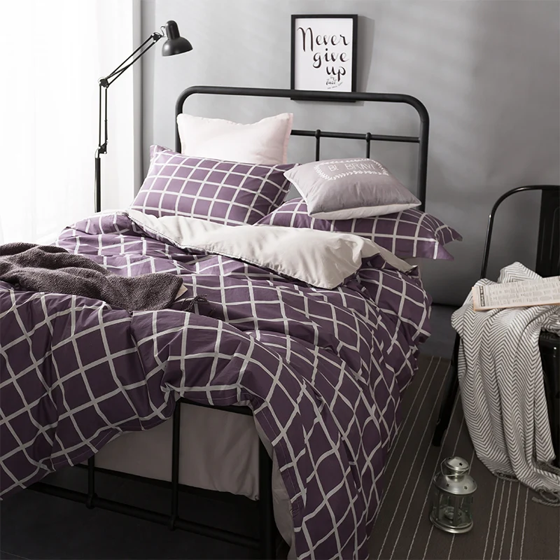 

Black Bedding Set His Side & Her Side Home textiles Soft Duvet Cover and Pillowcases 4Pcs 220cmx240cm Free Shipping