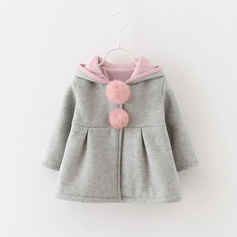 R& Z/Детская куртка новинка года, осенне-зимняя хлопковая куртка с заячьими ушками для девочек детское плотное хлопковое пальто с капюшоном