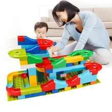 125 шт. DIY большой размер кирпичи лабиринт мяч трек строительные блоки пластиковая воронка горка совместимый Duplo обучающий блок