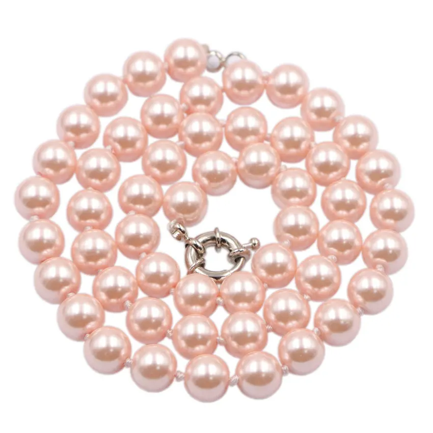 

Statement Women Simulated Pearl Necklace Choker Glass Pearl Shell Light Pink Round Beads Chain Pendant Necklaces Jewels 18" A919