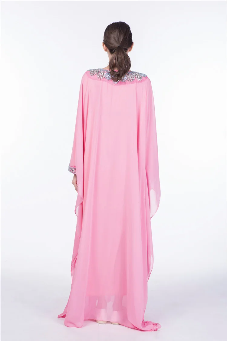2 шт./пакет, мусульманский халат, шифоновое платье, цветное платье Летучая мышь ручной работы, алмазная двухслойная Турецкая абайя