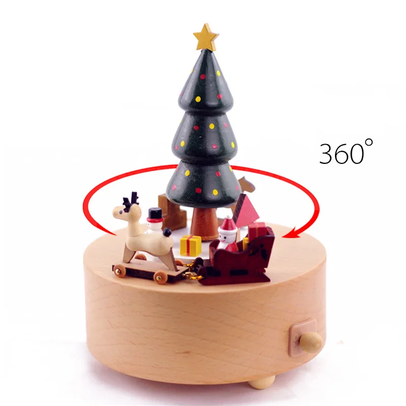 

Free shipping Wooden music box of Christmas music box wooden crafts gift of music box furnishing articles birthday gift items
