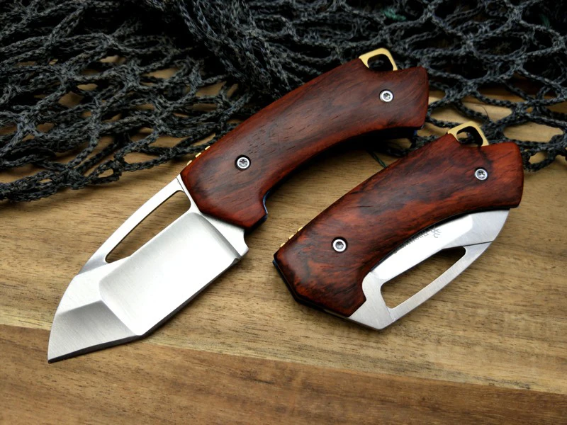 LCM66 D2 стальной складной нож, Красные Тени деревянные ножи для выживания, очень острый Мини спасательный карманный нож, Подарочный Ключ Нож Инструменты