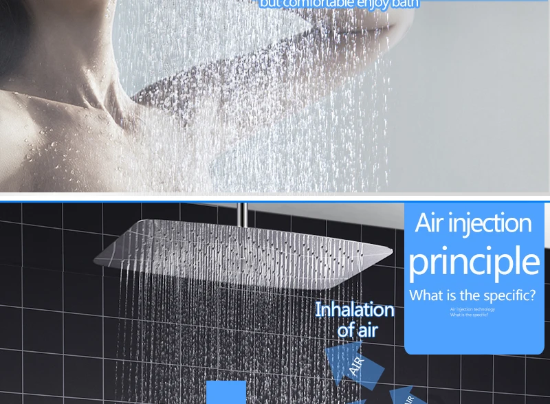 Bathroom Faucets 3555cm Air Pressured Water Saving Shower head Set Brass Chrome Wall Mounted Mixer Controller Shower System (7)