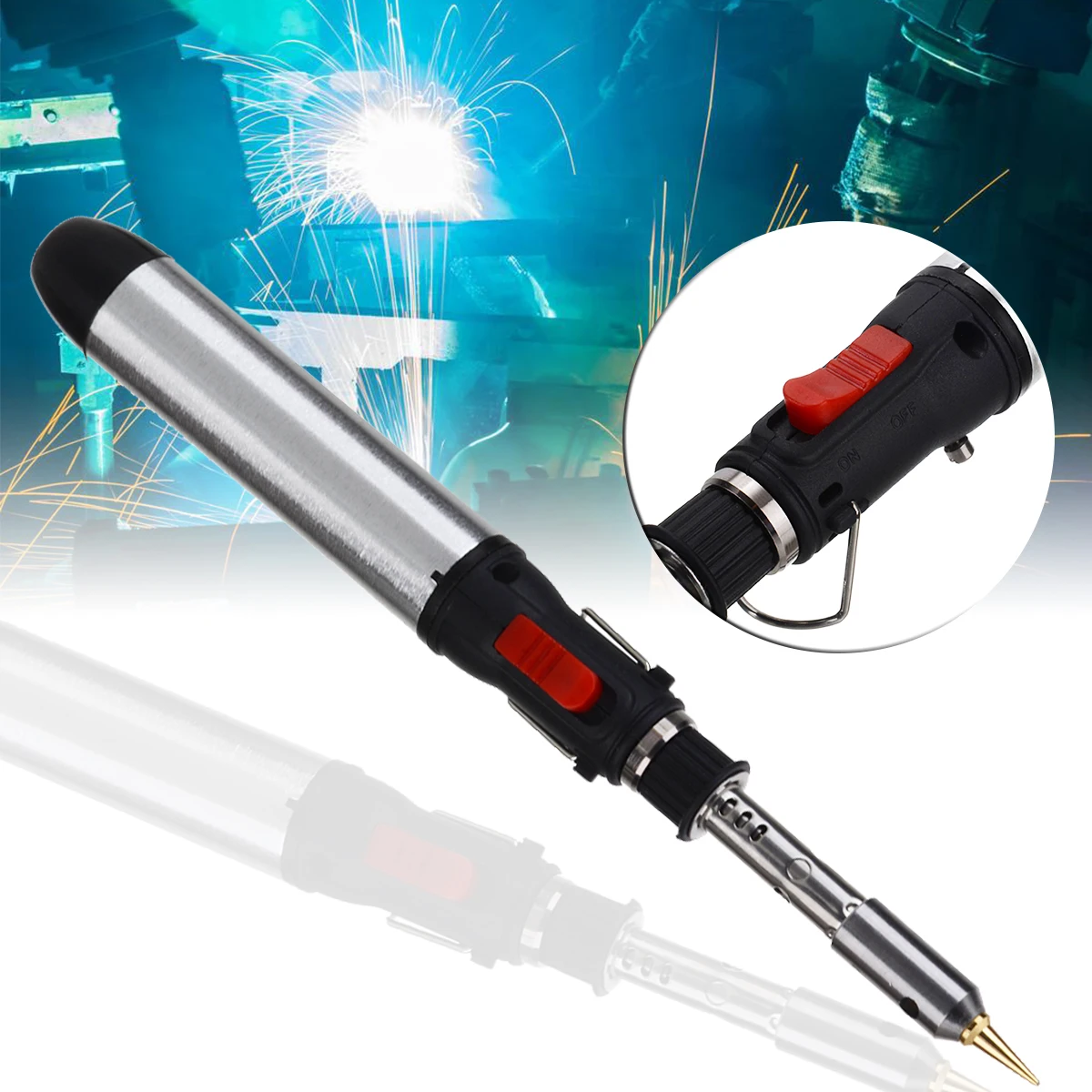 4 in 1 Gas Soldering Iron Kit Portable Cordless Butane Tip Tool Welding Pen Burner 12ML Welding Soldering Kit