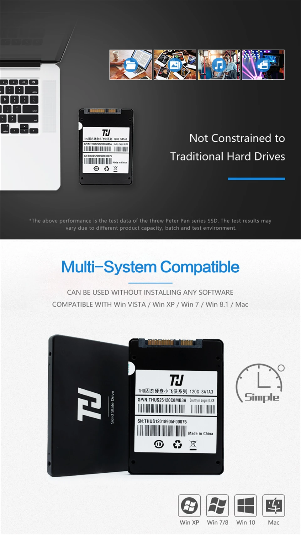 THU Тетрадь SSD SATA3 2," 120 ГБ 240 ГБ внутренний жесткий диск 480 ГБ 1 ТБ 540 МБ/с. для портативных ПК Тетрадь