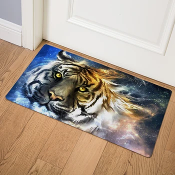 

Colorful Fantasy Tiger Floor Mat Kitchen Bathroom Non-slip Door Mats 46*76 PVC Leather Home Decor Wild Animal Print Rugs