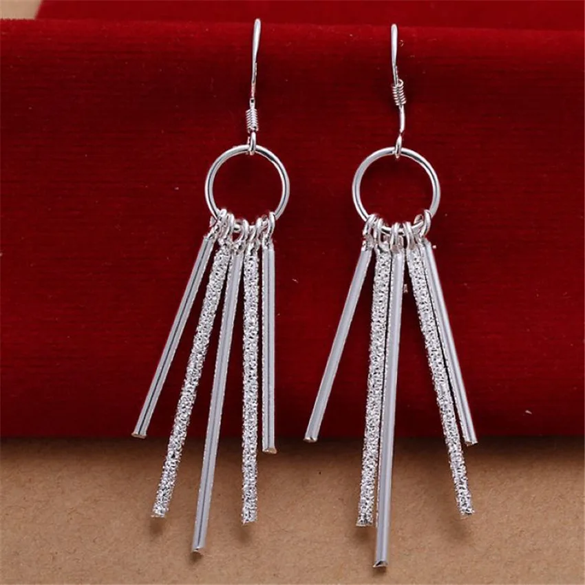 Beautifully five column silver plated earrings hot selling fashion font b jewelry b font wild party