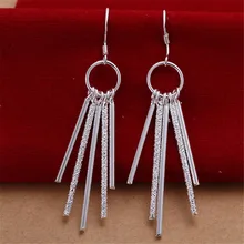 Beautifully five column silver plated earrings hot selling fashion jewelry wild party free shipping gifts e026