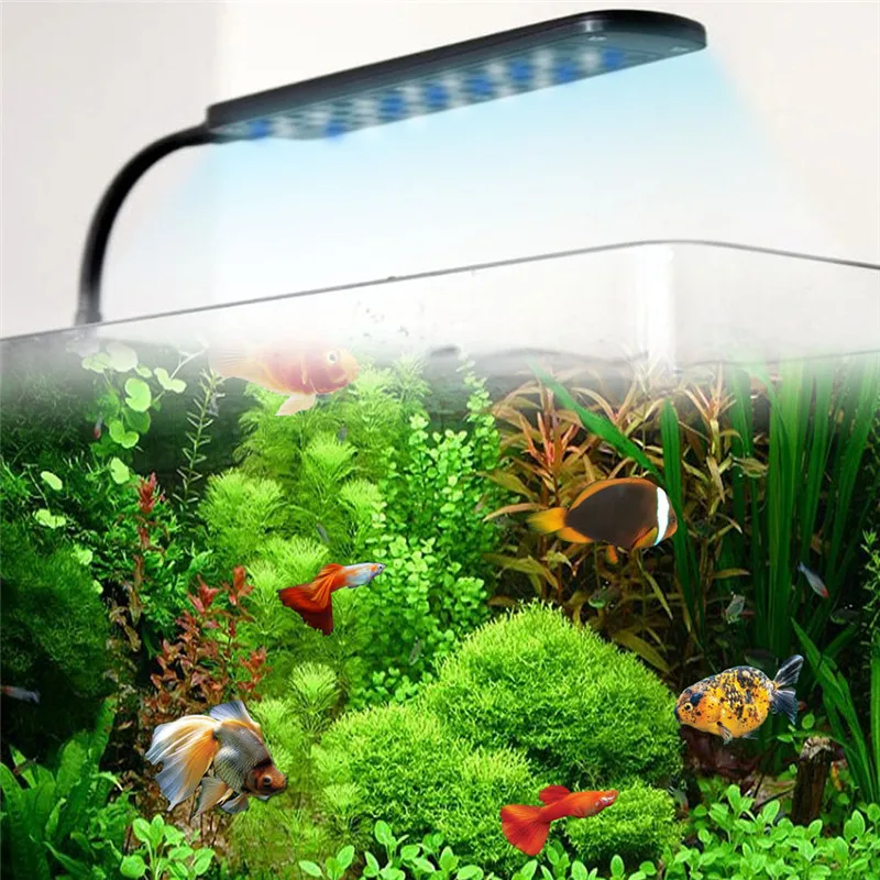 White Blue Light Fish Tank Aquarium Clip Lamp Kit Flexible Touchable