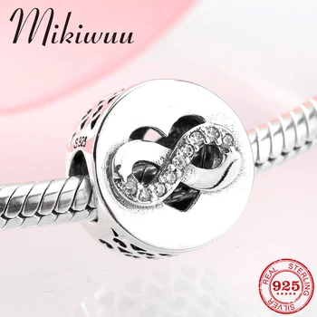 

Round 925 Sterling Silver hollow out Heart-shaped number 8 CZ DIY fine Beads Jewelry making fit Original Pandora Charms Bracelet