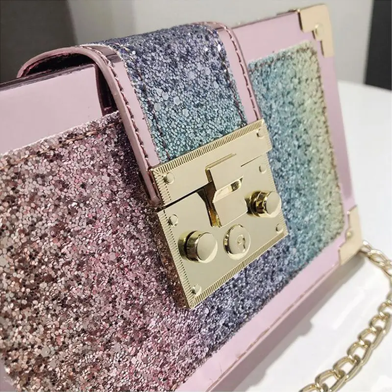 Catena Colore A Pendenza Paillettes Il Femminile Di Rosa Borse Crossbody Borsa Scatola colore Lusso Frizione Della Tracolla Partito brown Modo blu Nero Mini Del Stile 7wqqxF6E