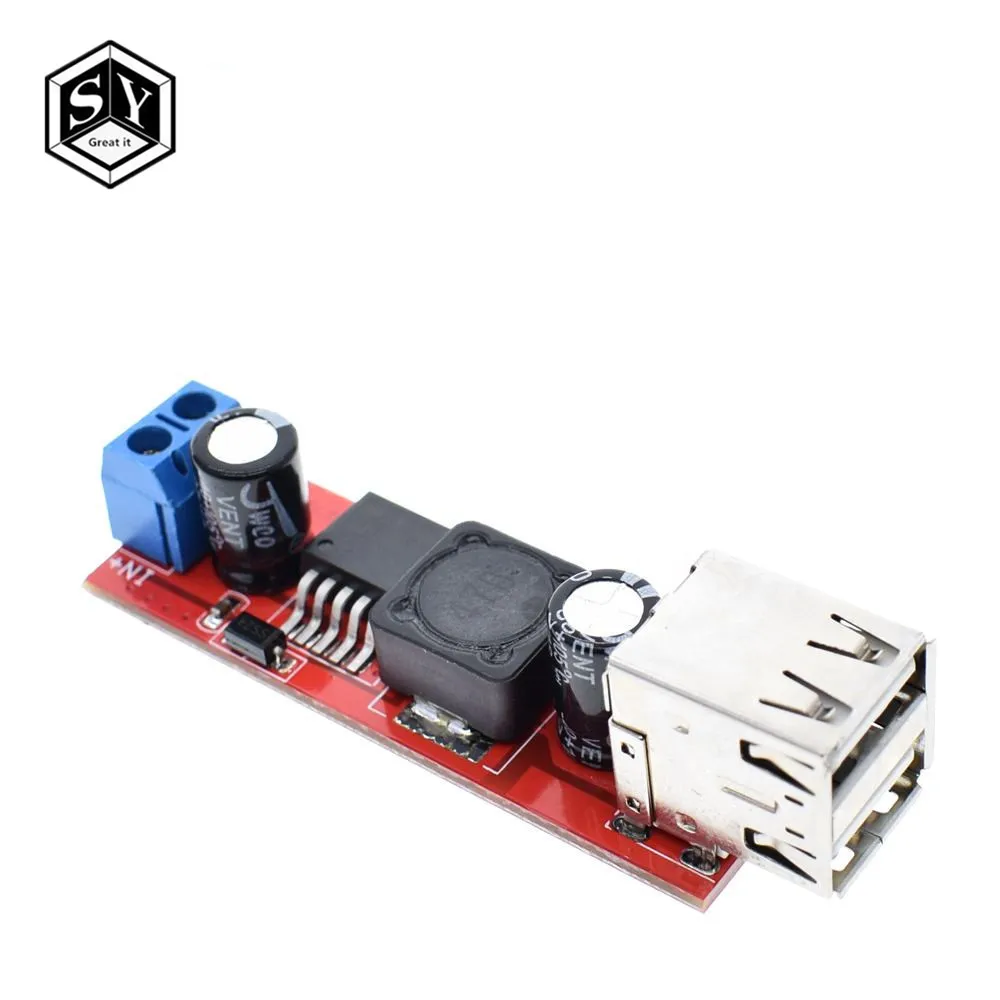 

1PCS GREAT IT DC 6V-40V To 5V 3A Double USB Charge DC-DC Step-down Converter Module For Vehicle Charger LM2596 Dual USB