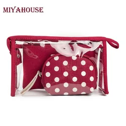 Miyahouse Fashion 3pcs/set Waterproof Transparent Cosmetic Bags Women Portable Make Up Bag Dot Printed Travel Toiletry Bag Miyahouse Fashion 3pcs/set Waterproof Transparent Cosmetic Bags Women Portable Make Up Bag Dot Printed Travel Toiletry Bag