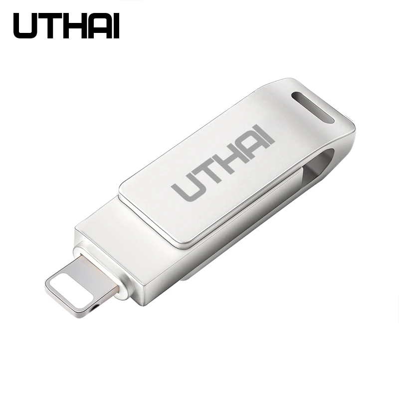 

UTHAI T005 USB Flash Drive USB Pendrive for iPhone Xs Max X 8 7 6 iPad 32/64/128 GB Memory Stick USB Key MFi Lightning Pen drive