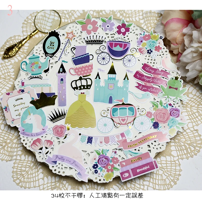 

KLJUYP 34pcs Princess Mail Colorful Cardstock Die Cuts for Scrapbooking Happy Planner/Card Making/Journaling Project 3