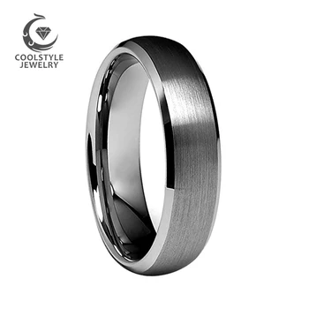 

6MM Tungsten Wedding Ring Engagement Ring For Men And Women Domed Beveled Brushed Finish