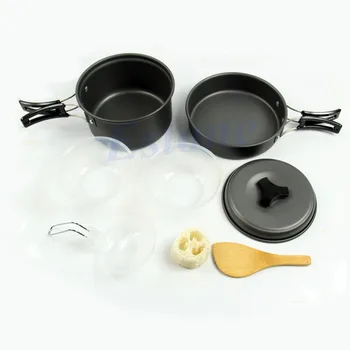 

8 pcs CS Outdoor Portable tableware set Non-stick Pots Pans Bowls Cooking Picnic Set for hiking camping travel survival barbecue