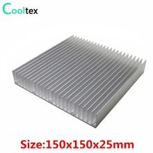 Dissipador de calor de alumínio para diy, radiador de calor dissipador de calor de alumínio com refrigeração para circuito eletrônico led 150x150x25mm dissipação