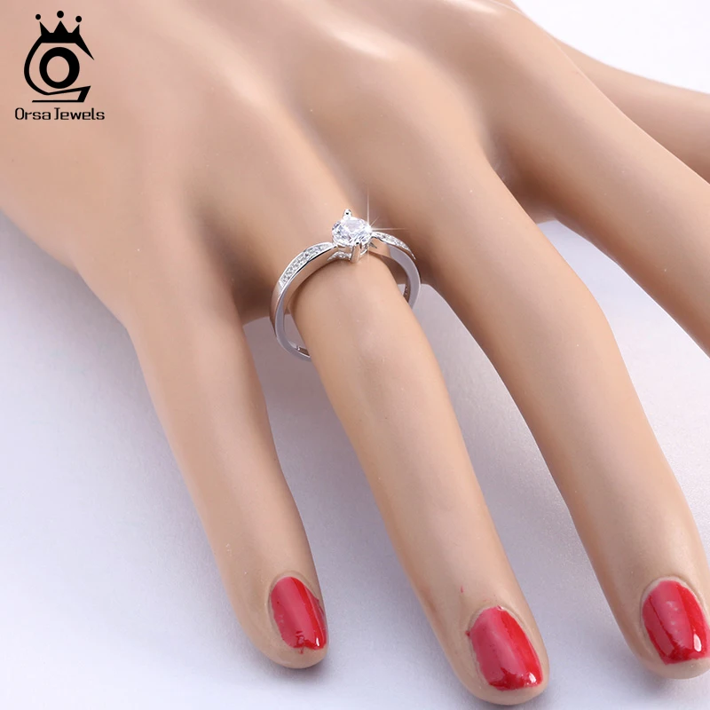 ORSA JEWELS Luxury Women Wedding Ring Lead & Nickel Free AAA CZ Shiny Rings 0.5 Carat Cubic Zircon For Female OR25