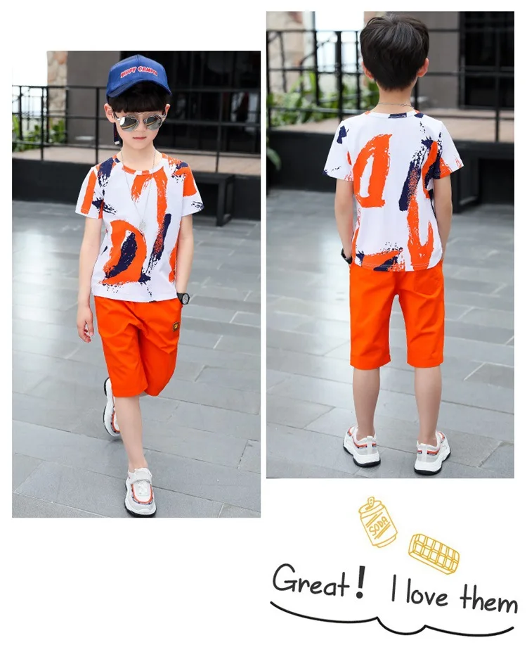 New Baby Boy Summer Clothes Set For Toddler Kids Clothing Cartoon Printed Short Sleeve T-shirt + Pants Boy Suit Sports Two-piece (3)