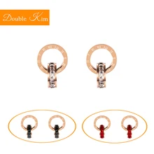 Серьги-гвоздики с двойной петлей, титановые серьги из нержавеющей стали, антиаллергенные, не вредят коже, модные трендовые женские ювелирные изделия, подарок