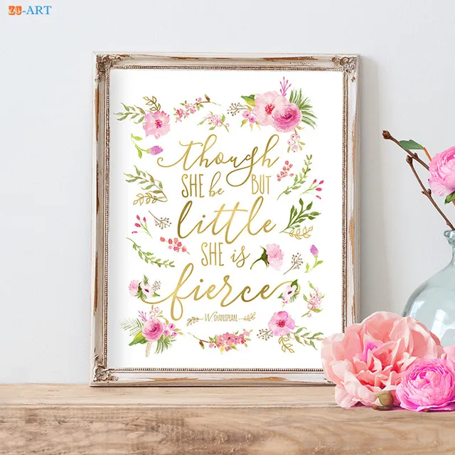 Pink Blush Poster Watercolor Flowers Canvas Painting
