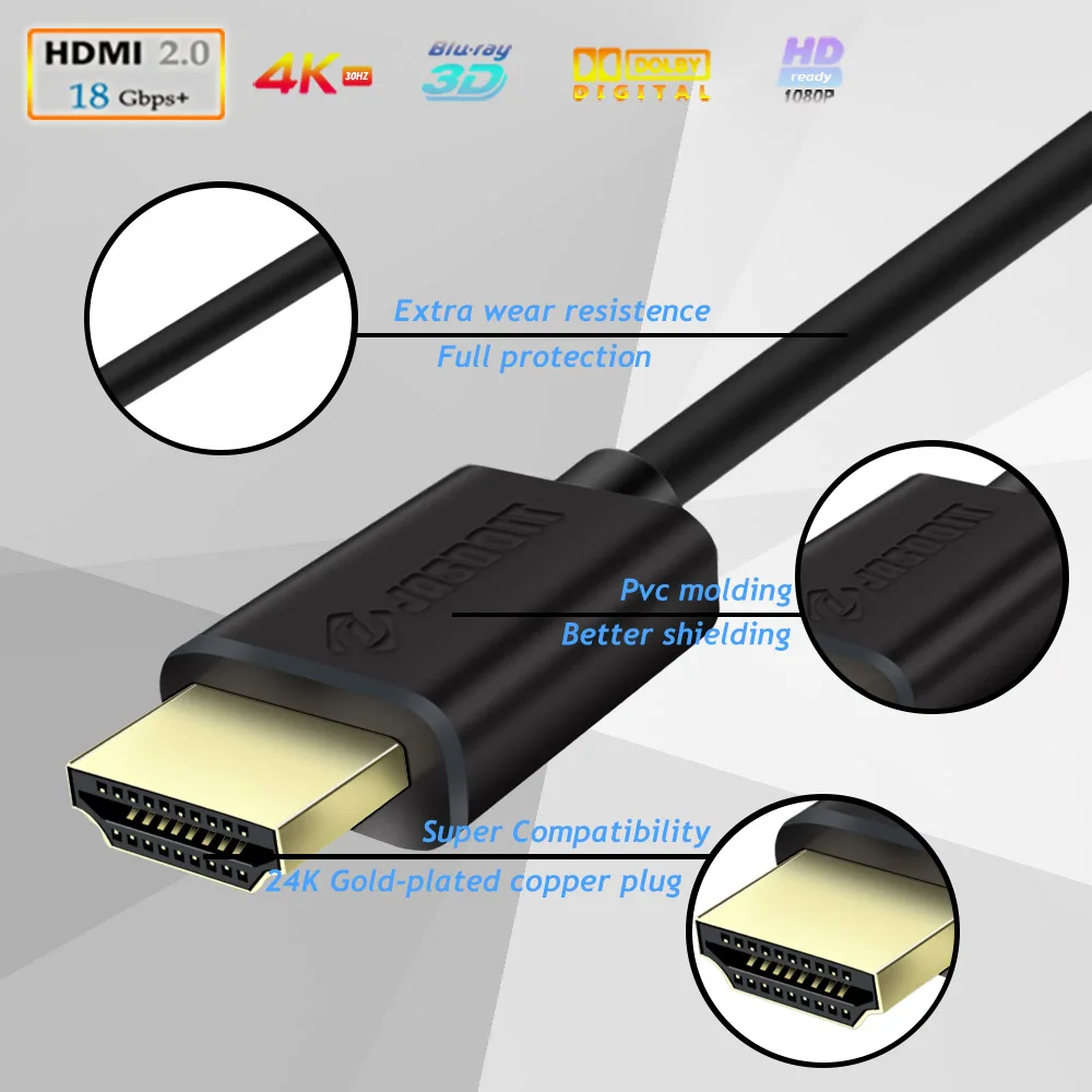 HDMI كابل 2.0 4 K كابل HDMI 1 m 2 m 5 m 3 m 10 m الصوت و إيثرنت ل HDTV/العارض مطلية بالذهب عالية السرعة HDMI إلى HDMI الحبل