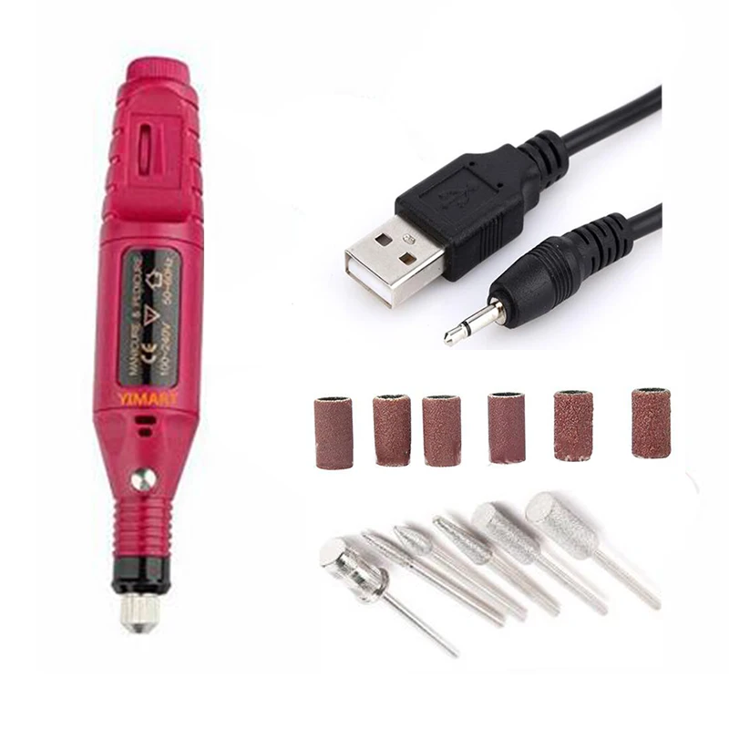 1set 6 bits Electric Nail Art File Drill Manicure Machine Drill Pen Pedicure File Polish Nail