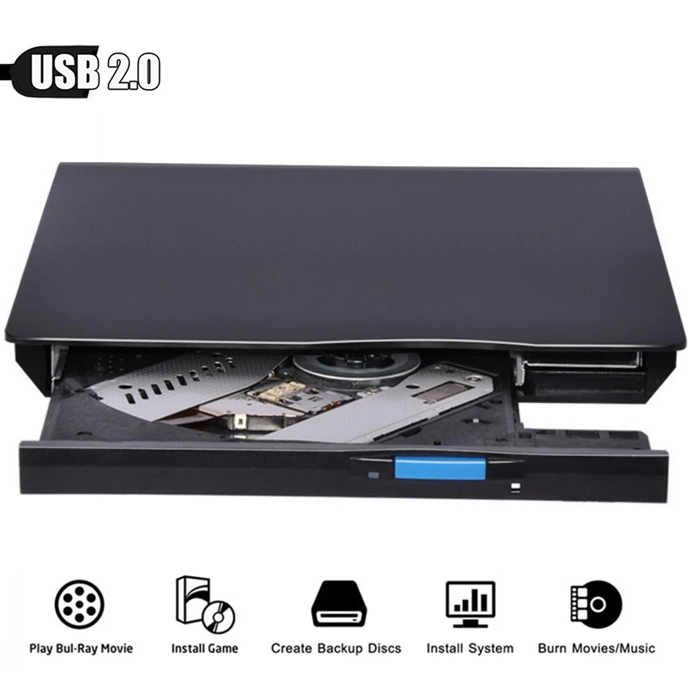 Компактный размер тонкий внешний USB 2 0 ноутбук ПК привод DVD RW CD - Цена: 1 688,30 руб.