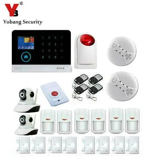 

YoBang Security Wireless Home Seacurity Alarm System WIFI WCDMA/CDMA 3G GPRS Android IOS 433MHZ Smoke Sensor Video IP Camera