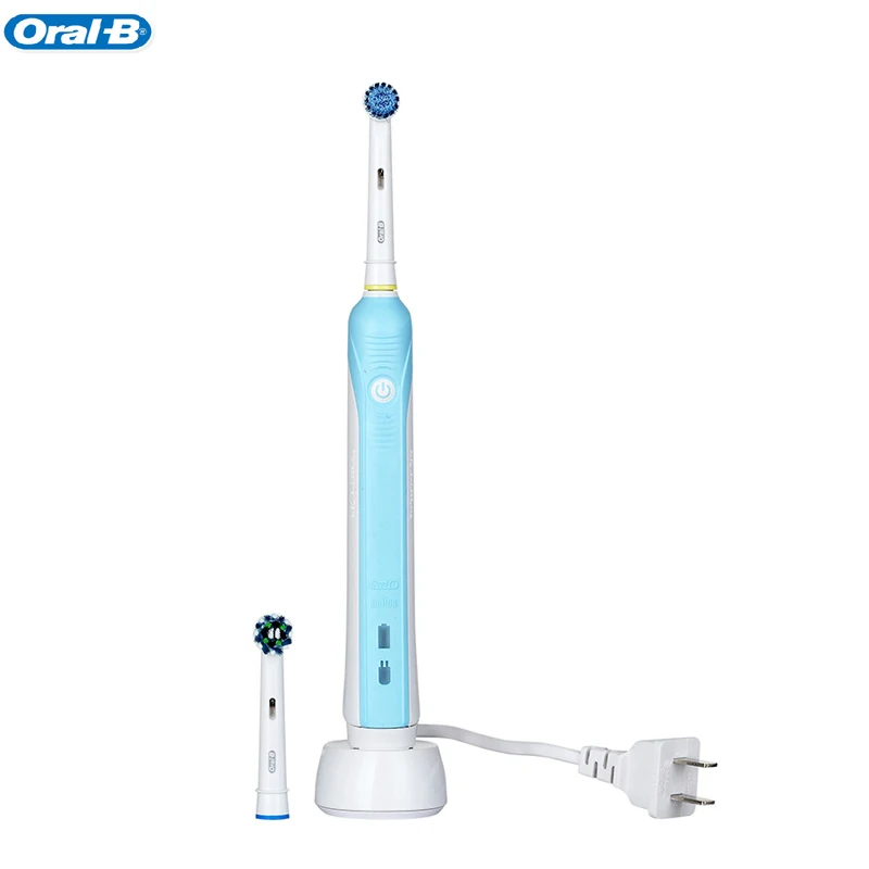 Electric Toothbrush Rechargeable Oral B Pro600 CrossAction Tooth Brush Deep Clean Adult Teeth Whitening Rotating 1handle+2 Heads