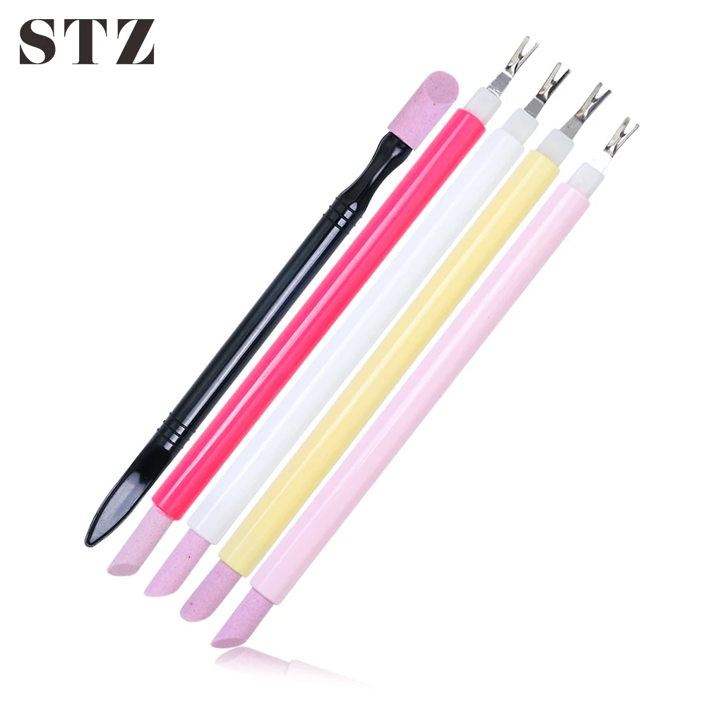 

STZ Quartz Cuticle Pusher Nail Art Fork Pen Ceramic Remover Dead Skin Trimmer Double-end Stick Spoon Manicure Nail Art Tool #824