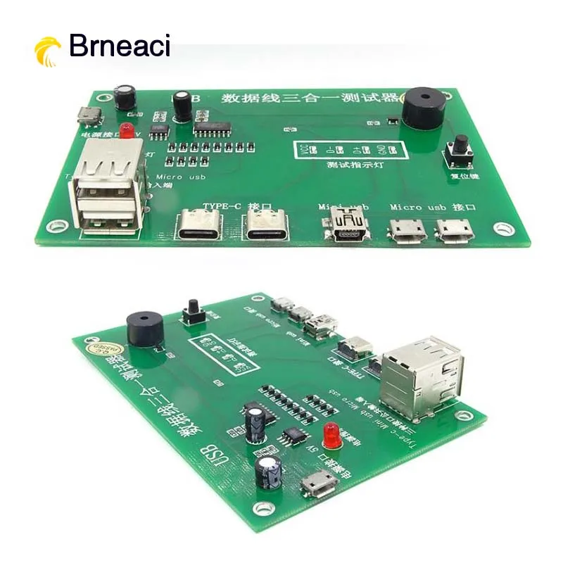 Brneaci USB линия передачи данных 3 в 1 панель тестера Tpye-c mini USB Micro USB телефон зарядный кабель Тестовая карта