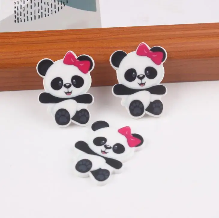 10 шт. Kawaii DIY Кабошоны аксессуары из смолы плоский полимер панда вечерние ринка