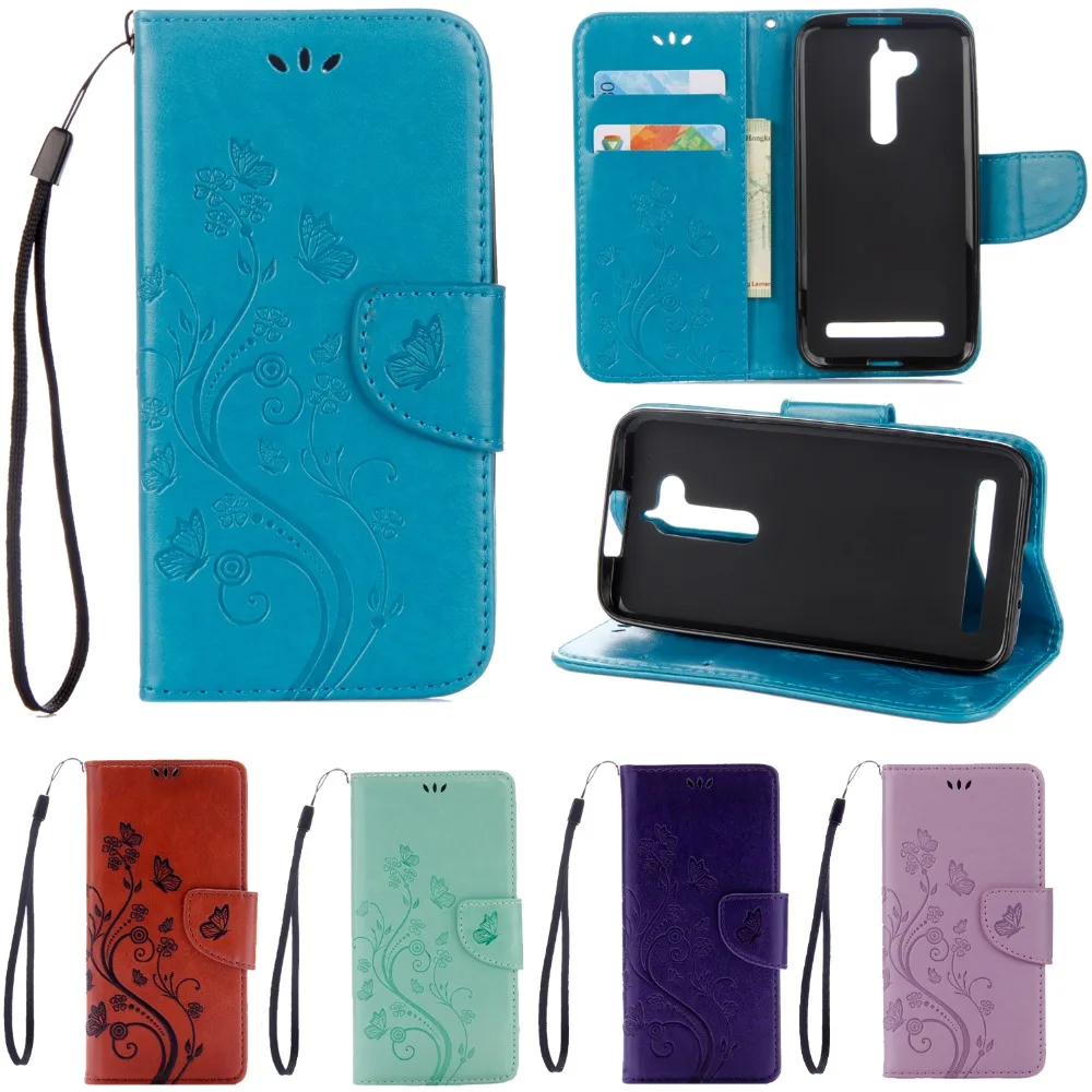 

For Asus Zenfone Go ZB500KL Case butterfly flower flip case for Asus ZB500KL 5.0" Case PU leather wallet phone back cover Conque