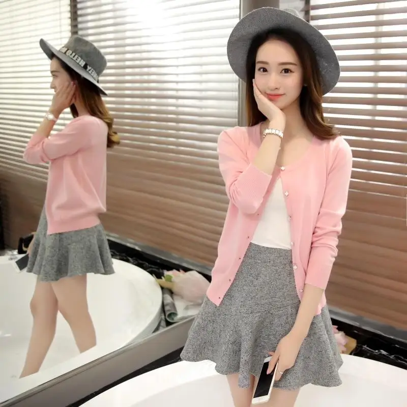 OHCLOTHING 3075- Корейская версия нового весенне-летнего платья свитер кардиган